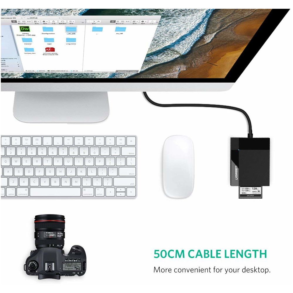 ბარათის წამკითხველი UGREEN CR125 (30333), USB 3.0 All In One Card Reader, 0.5m, Black