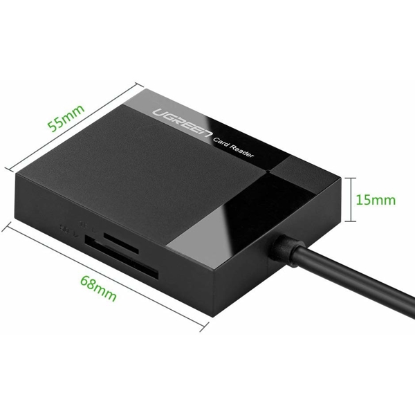 ბარათის წამკითხველი UGREEN CR125 (30333), USB 3.0 All In One Card Reader, 0.5m, Black