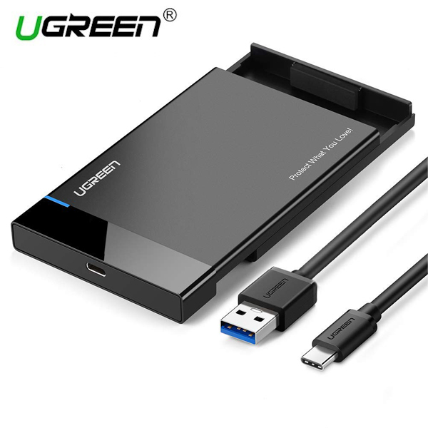 UGREEN US221 (50743), USB C 2.5 Inches SATA III Hard Drive Box, Black