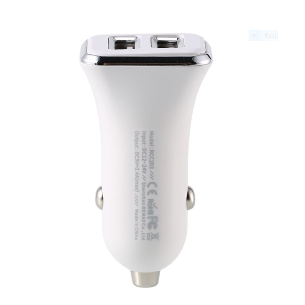 მანქანის USB დამტენი REMAX 2USB 2.4A Car Charger RCC203 white