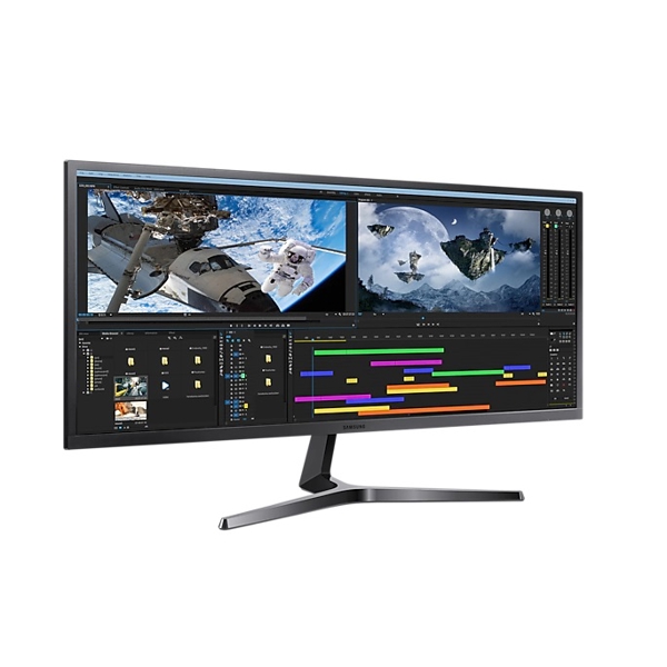 მონიტორი Samsung LS34J550WQIXCI, 34", Curved, VA, HDMI, DP, Black