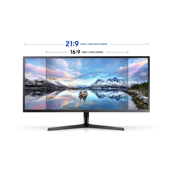 მონიტორი Samsung LS34J550WQIXCI, 34", Curved, VA, HDMI, DP, Black