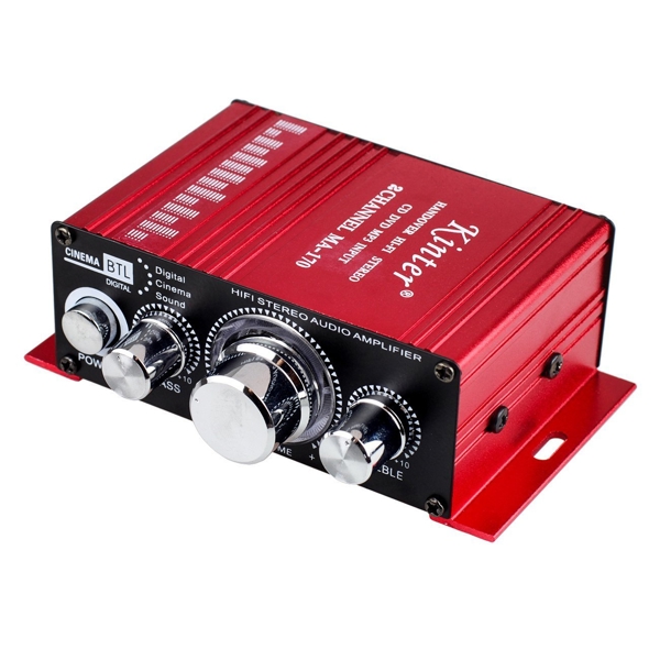 აუდიო გამაძლიერებელი Car Audio Amplifier Power Cord DC 12V 3A, 20W + 20W Dual Channel Digital Mini HiFi Stereo Power Amplifier Handover AMP CD DVD MP3 PC (Without Power Supply)