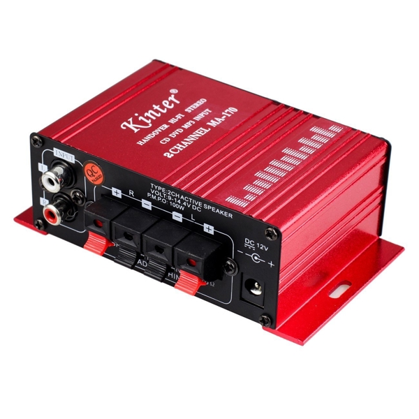 აუდიო გამაძლიერებელი Car Audio Amplifier Power Cord DC 12V 3A, 20W + 20W Dual Channel Digital Mini HiFi Stereo Power Amplifier Handover AMP CD DVD MP3 PC (Without Power Supply)