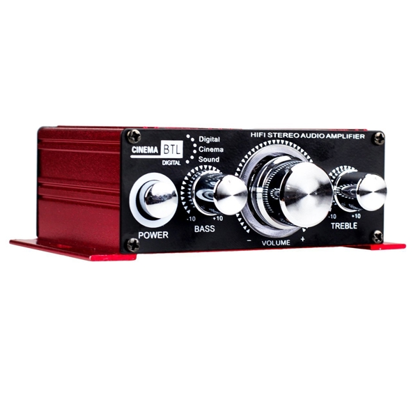 აუდიო გამაძლიერებელი Car Audio Amplifier Power Cord DC 12V 3A, 20W + 20W Dual Channel Digital Mini HiFi Stereo Power Amplifier Handover AMP CD DVD MP3 PC (Without Power Supply)