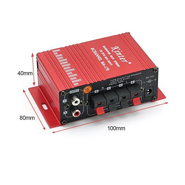 აუდიო გამაძლიერებელი Car Audio Amplifier Power Cord DC 12V 3A, 20W + 20W Dual Channel Digital Mini HiFi Stereo Power Amplifier Handover AMP CD DVD MP3 PC (Without Power Supply)