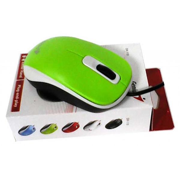 მაუსი genius DX-110 / USB / G5 / Green mouse / (Green  optical 1000dpi, fits both hands)