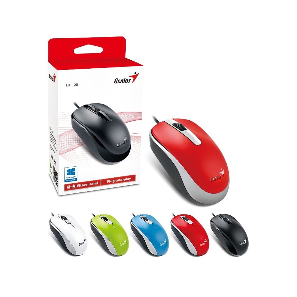 მაუსი Genius DX-120 / USB / G5 / red mouse (red / optical 1000dpi / fits both hands)