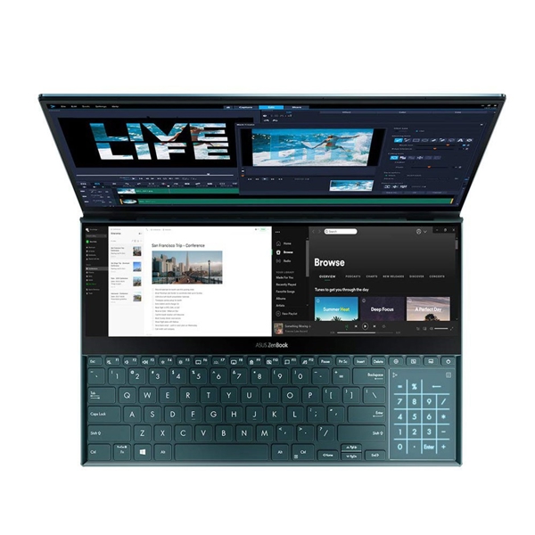 ნოუთბუქი ASUS ZenBook Pro Duo UX581GV-H2001R 15.6" 4K Dual Touchscreen Alexa Enabled Laptop (Intel Core I9-9980HK, 32GB RAM, 1TB PCI-E SSD, NVIDIA GeForce RTX 2060 6GB Graphics, Windows 10 Pro)