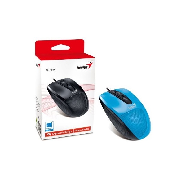 მაუსი Genius DX-150X / USB / G5 / blue / black (blue  optical 1000dpi  fits the right hand)