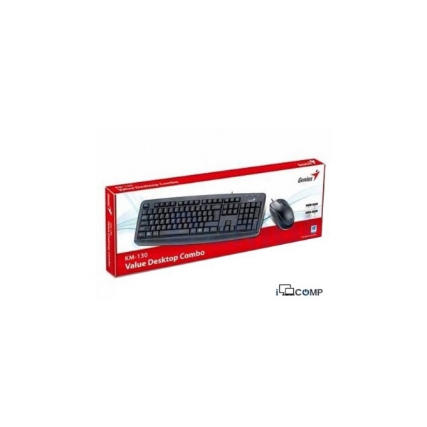 კლავიატურა+მაუსი Genius Keyboard set KM-130, Black, USB, Wired KBMouse Combo (KB-110X DX-125)