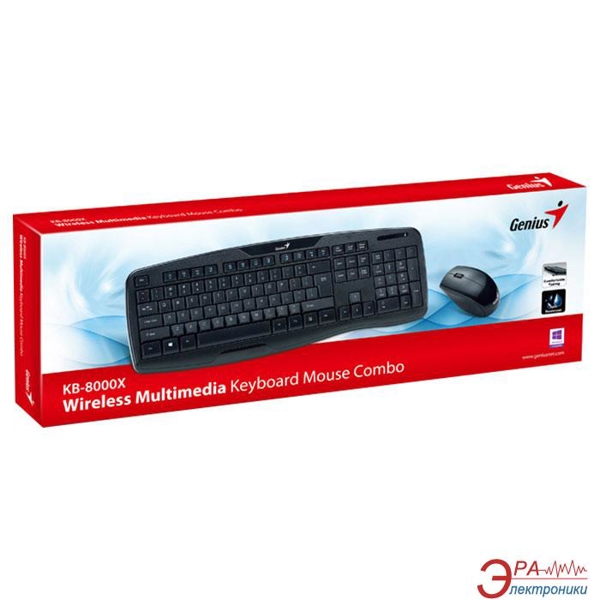 მაუსი+კლავიატურა Genius Wireless Mouse Keyboard Set KB-8000X / USB / Black / RU / 2.4GHz