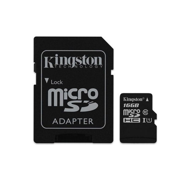 მეხსიერების ბარათი Kingston 16GB microSDHC C10 UHS-I R80MB/s + SD adapter