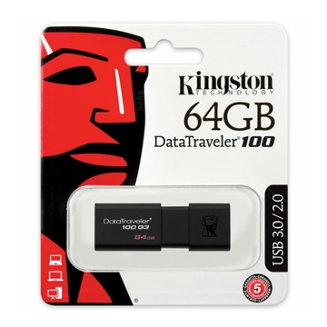 USB ფლეშ მეხსიერება Kingston 64GB USB 3.0 DT100 G3