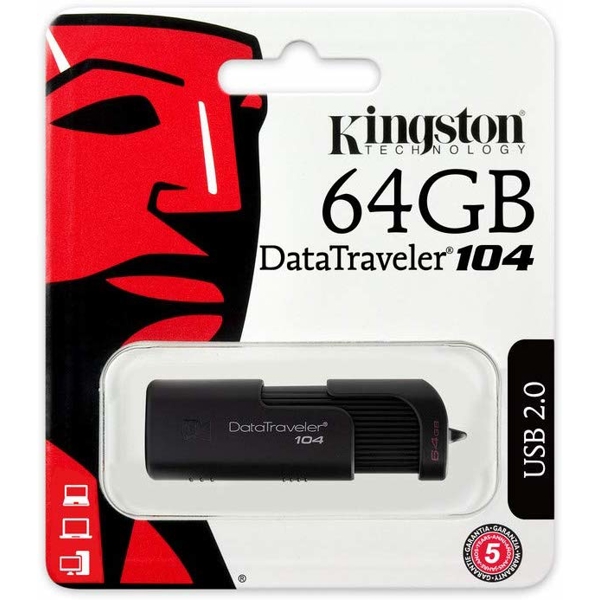 USB ფლეშ მეხსიერება Kingston 64GB USB DT104 Black