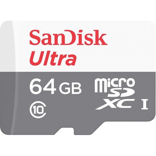 მეხსიერების ბარათი SanDisk 64GB microSDXC C10 UHS-I R80MB/s Ultra + SD Adaptor