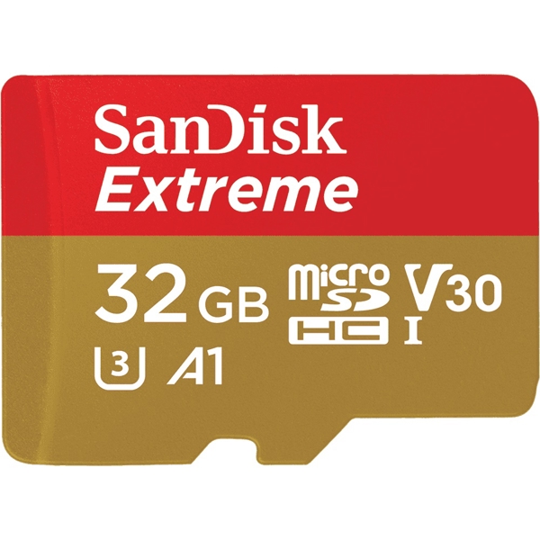მეხსიერების ბარათი SanDisk 32GB microSDHC V30 A1 UHS-I U3 R100/W60MB/s 4K Extreme Action + SD