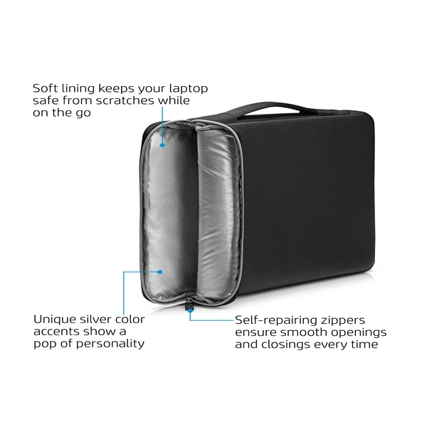 ნოუთბუქის ჩანთა HP 14" Carry Sleeve Black/Silver notebook case 35.6 cm