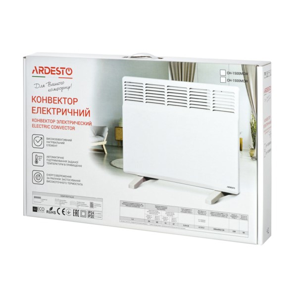 ელექტრო გამათბობელი ARDESTO CH-1500MOW 15m² 1500W Wall, floor White