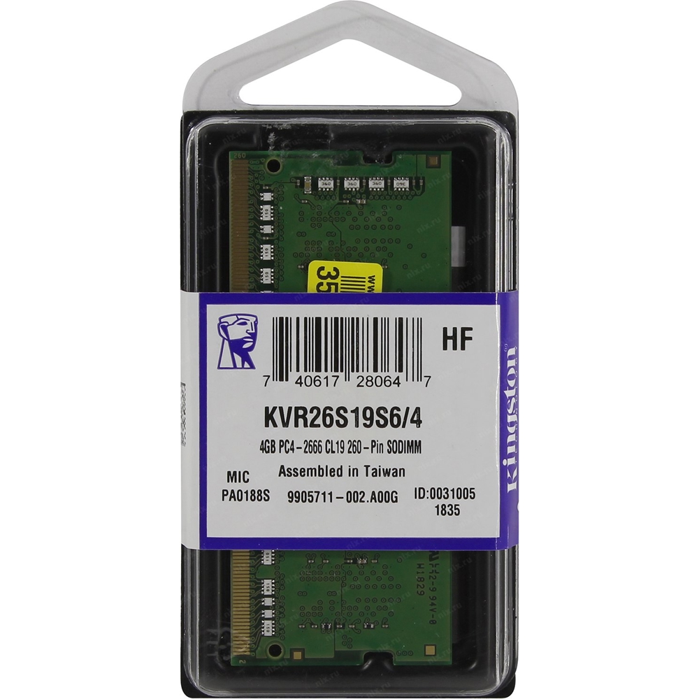 Kingston KVR26S19S6/4  DDR4 2666 4GB SO-DIMM