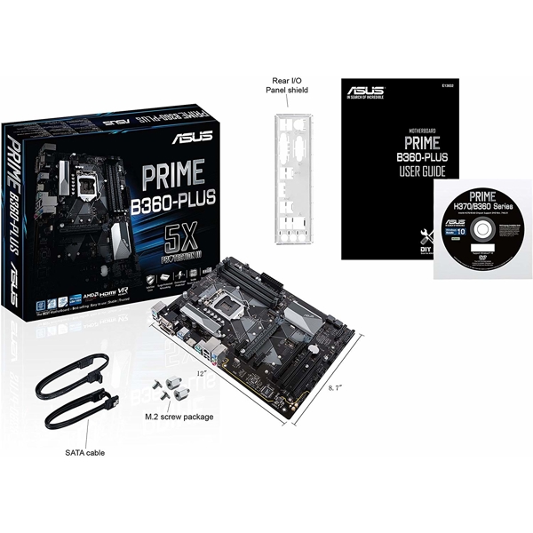 დედა დაფა ASUS PRIME B360-PLUS s1151 B360 4xDDR4 M.2 HDMI-DVI-VGA M.2 Socket 3 ATX