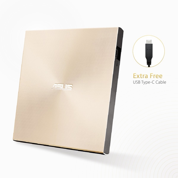 გარე დისკის წამკითხველი ASUS ZenDrive SDRW-08U9M-U DVD-R/RW USB2.0 EXT Ret Ultra Slim GOLD