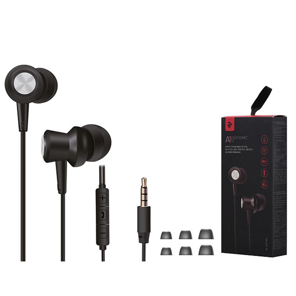 ყურსასმენები 2E A1 ErgonomicFit with volume control switch and mic Wired In Ear Headphones Black