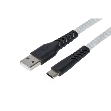 USB კაბელი 2E USB 2.0 to Type-C Flat fabric urban 1m Gray  