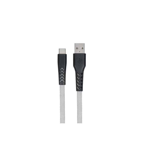 USB კაბელი 2E USB 2.0 to Type-C Flat fabric urban 1m Gray  