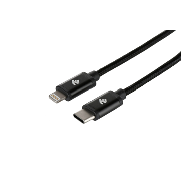 USB კაბელი 2E USB 2.0 Type-C to Lightning USB Cable Alumium Shell Cable 1m Black