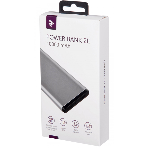 პორტატული დამტენი Power Bank 2E External Battery 10000mAh Silver