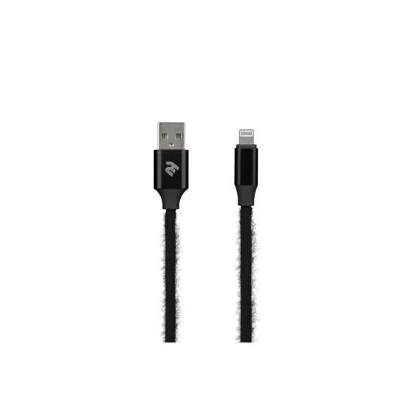 USB კაბელი 2E Fur USB 2.4 to Lightning Cable 1m Black