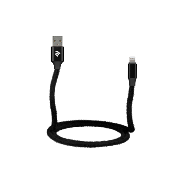 USB კაბელი 2E Fur USB 2.4 to Lightning Cable 1m Black