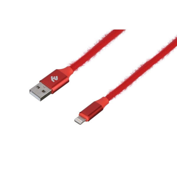 USB კაბელი 2E Cable  Fur USB 2.4 to Lightning Cable 1m Red