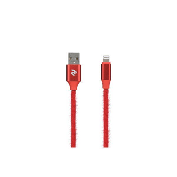 USB კაბელი 2E Cable  Fur USB 2.4 to Lightning Cable 1m Red