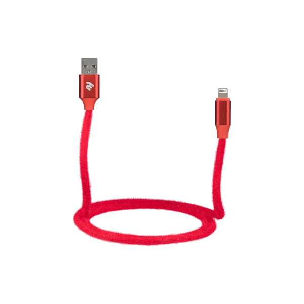 USB კაბელი 2E Cable  Fur USB 2.4 to Lightning Cable 1m Red