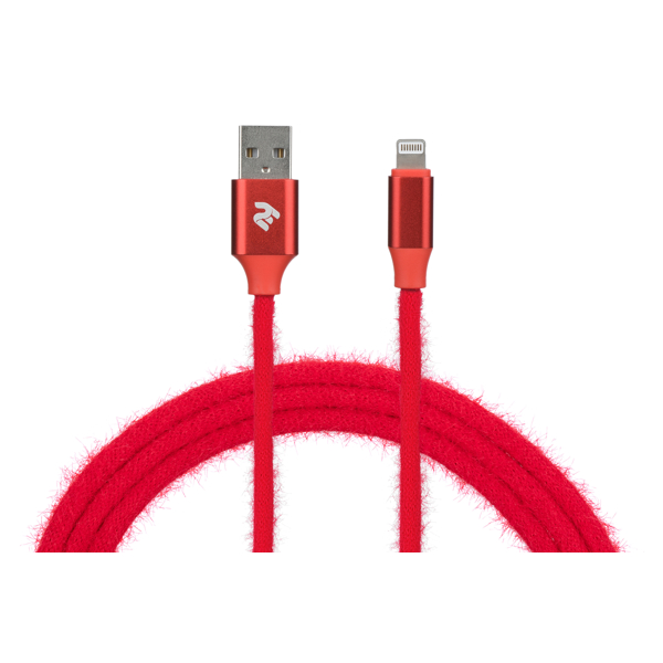 USB კაბელი 2E Cable  Fur USB 2.4 to Lightning Cable 1m Red