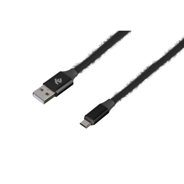 USB კაბელი 2E Fur USB 2.4 to Micro USB Cable 1m Black