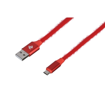 USB კაბელი 2E Fur USB 2.4 to Micro USB Cable 1m Red