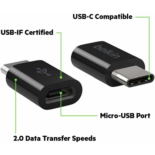 ადაპტერი Belkin USB-C to Micro USB Adapter Black