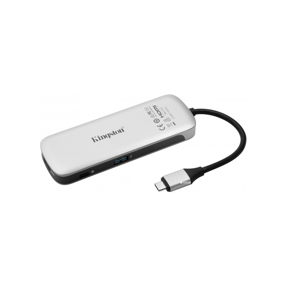 USB ჰაბი Kingston USB-C / USB 3.0 / HDMI / SD / MicroSD / Power Pass through / Type-C Hub White