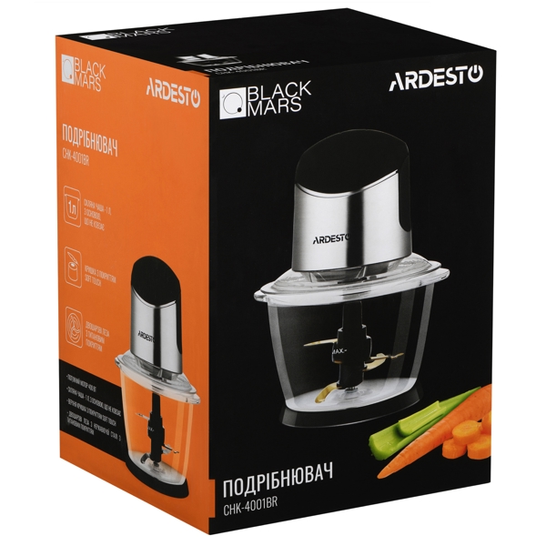 ჩოპერი Ardesto CHK-4001BR, 400W, 1L, Chopper, Black/Silver