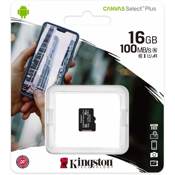 მეხსიერების ბარათი Kingston Micro 16 GB 100MB/s Read A1 Class 10 UHS-I Memory Card w/o Adapter