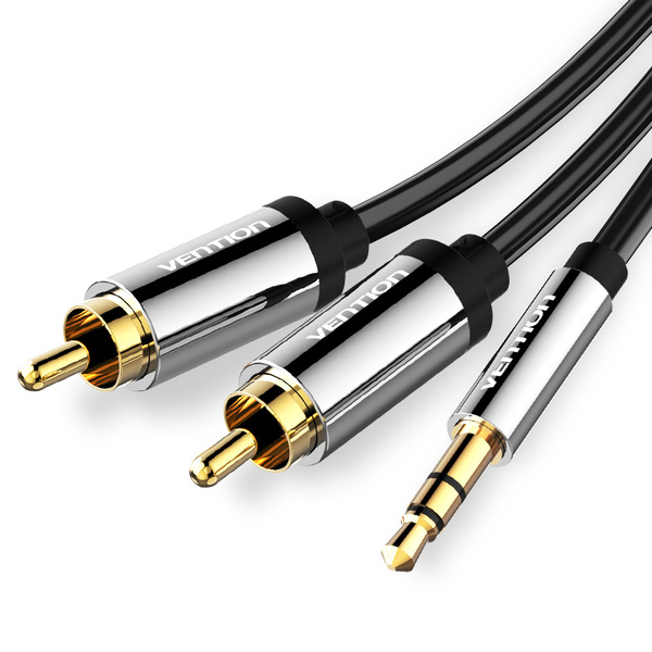 აუდიო კაბელი VENTION BCFBD 3.5mm Male to 2RCA Male Audio Cable Metal Type 0.5M Black