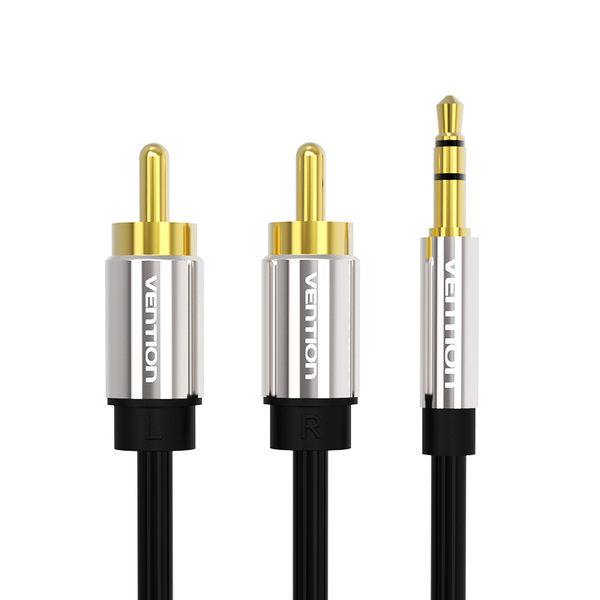 აუდიო კაბელი VENTION BCFBD 3.5mm Male to 2RCA Male Audio Cable Metal Type 0.5M Black