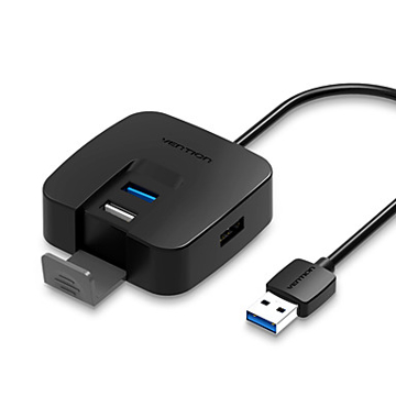 USB ჰაბი VENTION CHABD Single Port USB3.0 / 3 Ports USB 2.0 HUB 0.5M Black