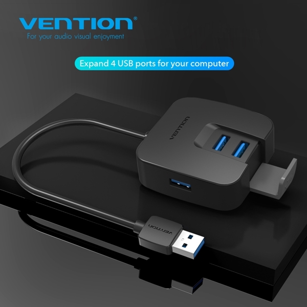 USB ჰაბი VENTION CHBBB 4 Ports USB3.0 HUB 0.15M Black