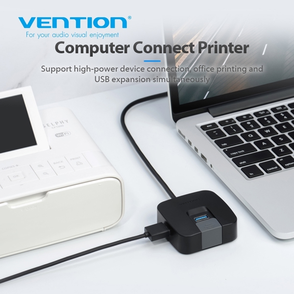 USB ჰაბი VENTION CHBBB 4 Ports USB3.0 HUB 0.15M Black