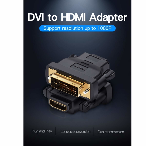 ადაპტერი VENTION ECDB0 DVI(24+1) Male to HDMI Female Adapter Black