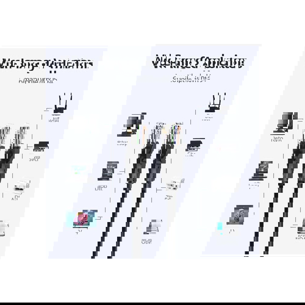 ქსელის კაბელი VENTION IBEBD Cat.6 UTP Patch Cable 0.5M Black